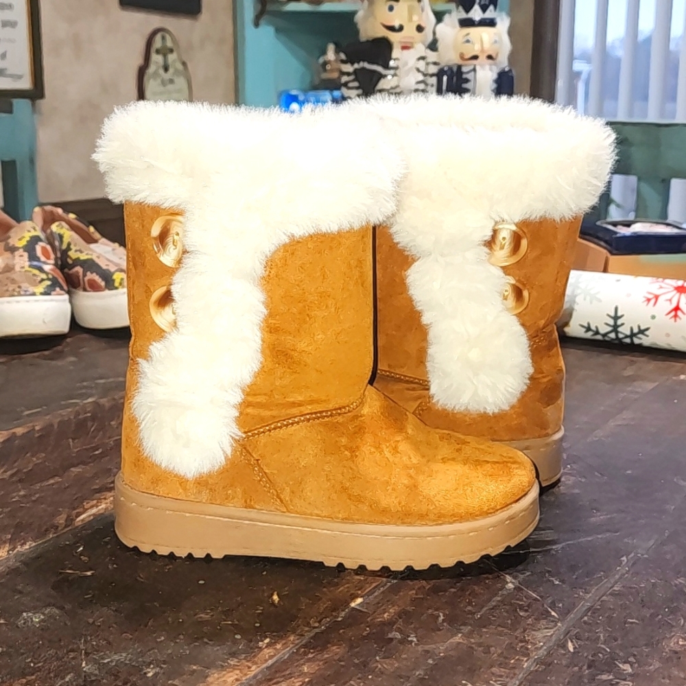 Girls Suede Furry Boots